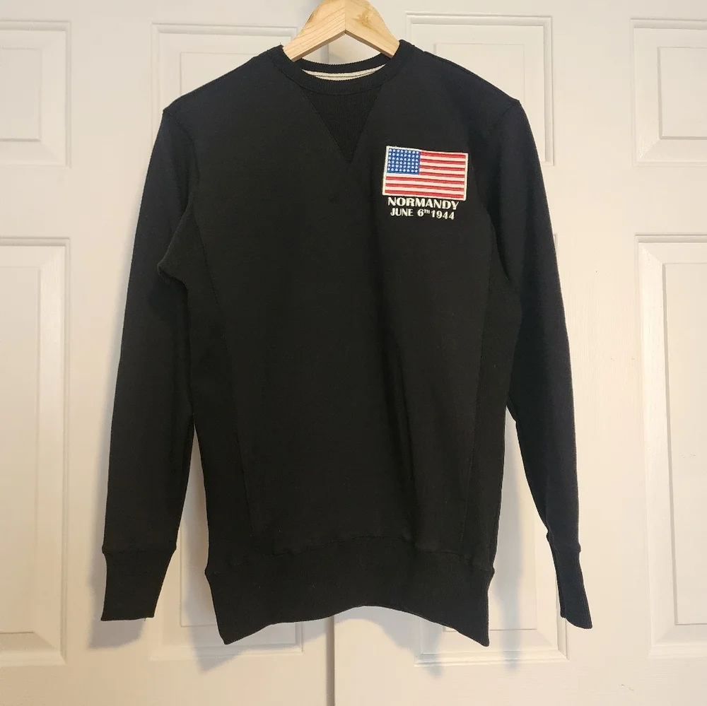 Normandy Day June 6th 1944 Black Crew Neck Pullover Ribbed Side NWOT Size M